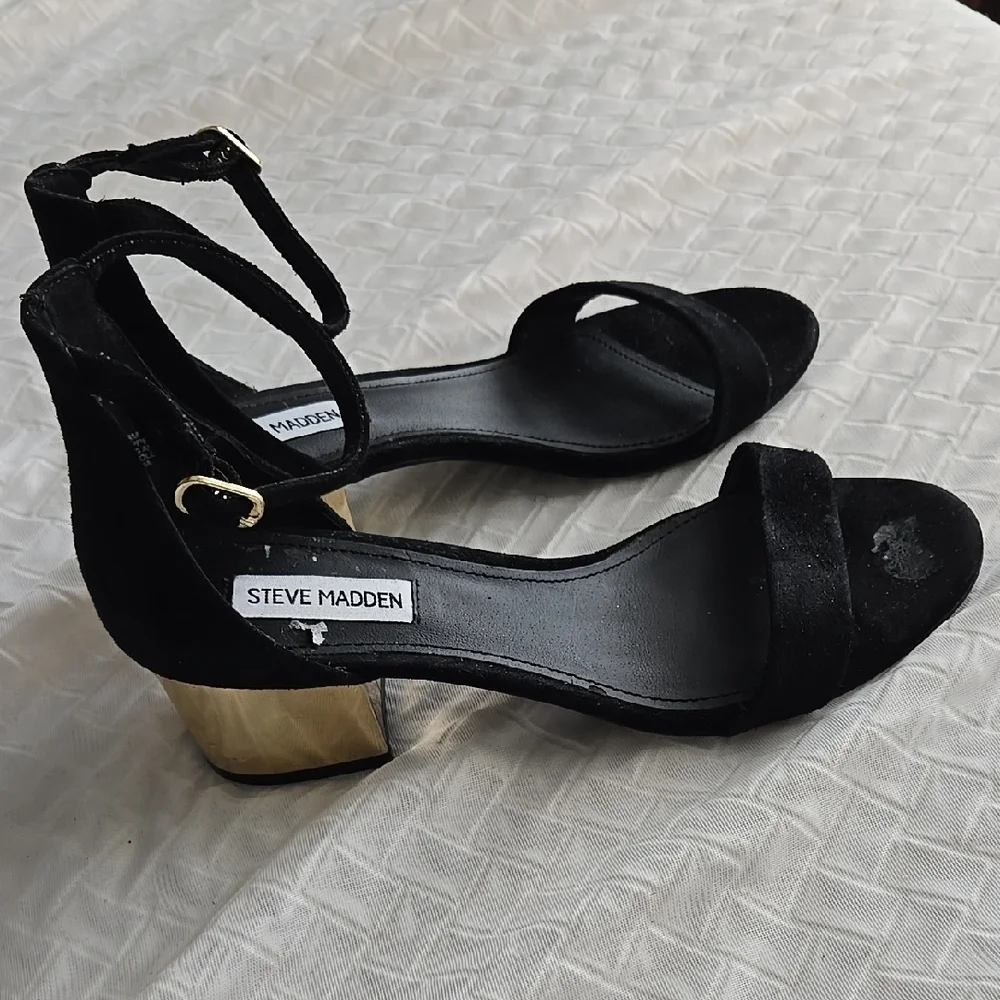 Steve Madden Irenee-G Black Women's Strap Block Heel Sandals Summer Shoes Casual